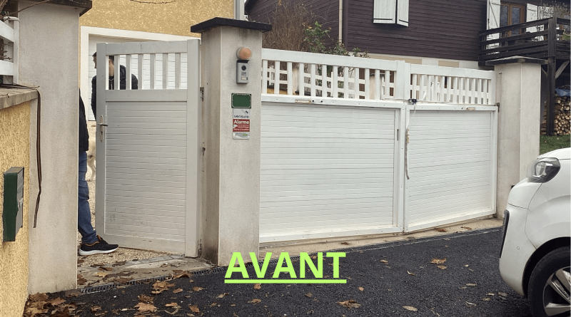 Installation d’un portail deux vantaux motorisé et portillon piéton à au nord de Lyon, près de Villefranche-sur-Saône